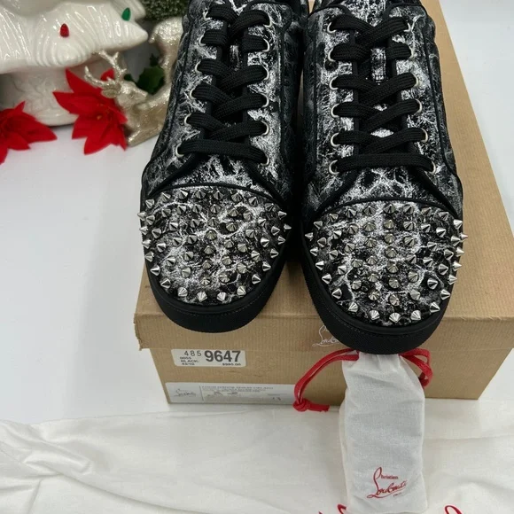 Men’s Christian Louboutin Louis Junior, black storm print leather size 43 - Picture 11 of 12